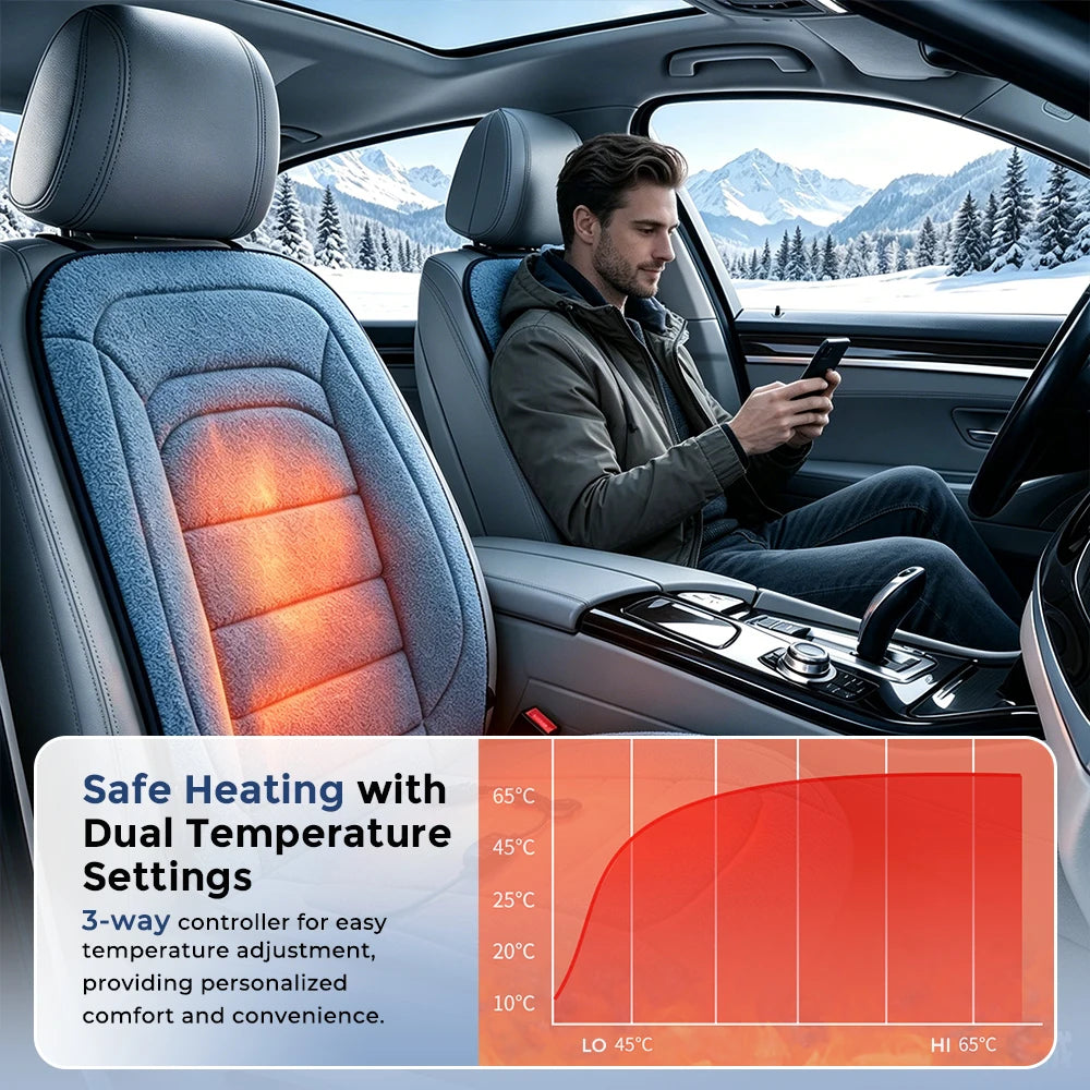 Heated Lambswool Car Seat Cushion for Cold Weather Driving
