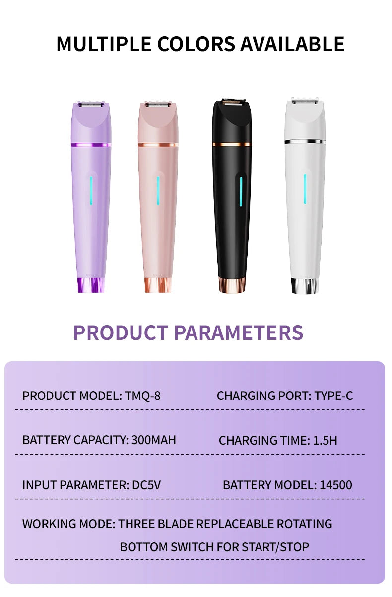 3-in-1 Electric Waterproof Bikini Trimmer and Body Hair Shaver for Women - 17