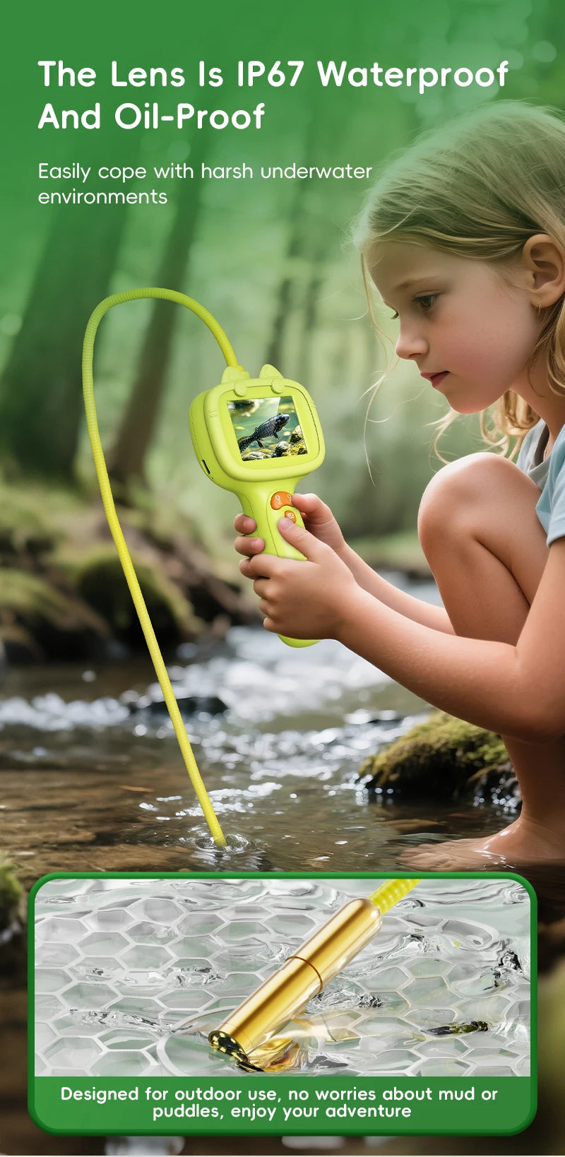 HD Borescope Inspection Camera for Kids Nature Exploration and Science