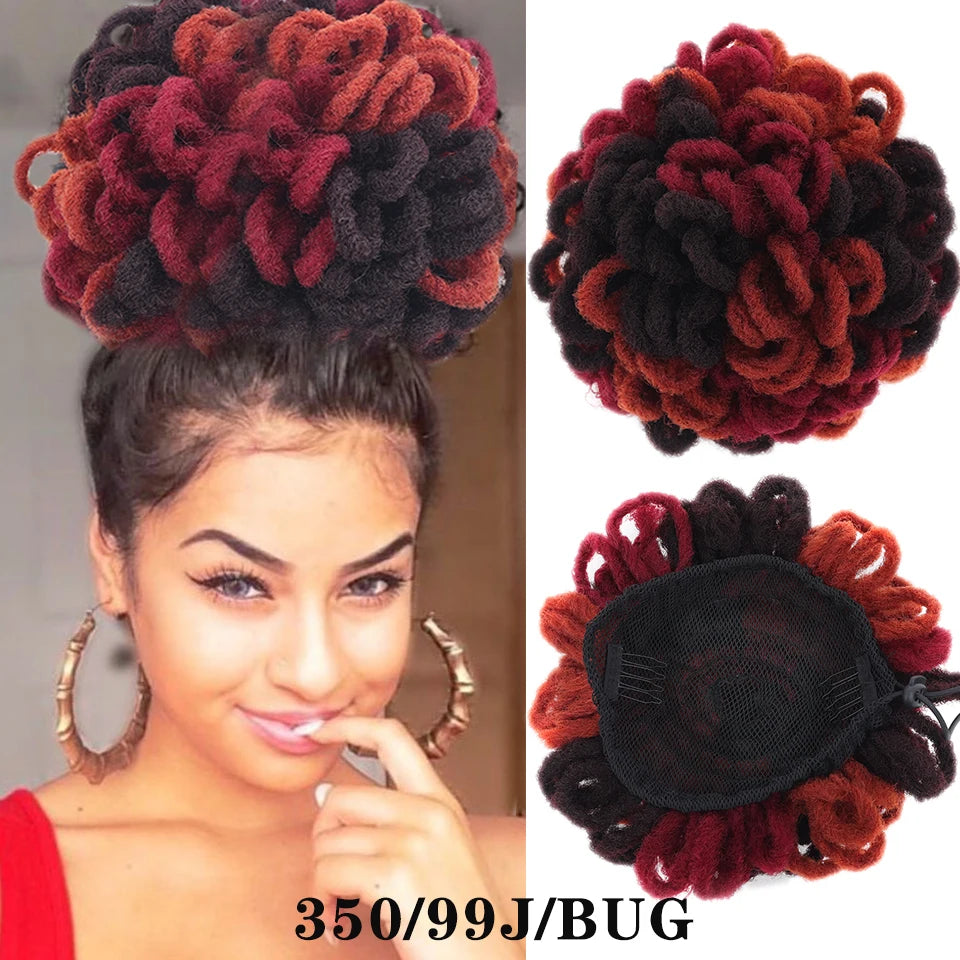 Synthetic Dreadlock Afro Puff Drawstring Ponytail Bun