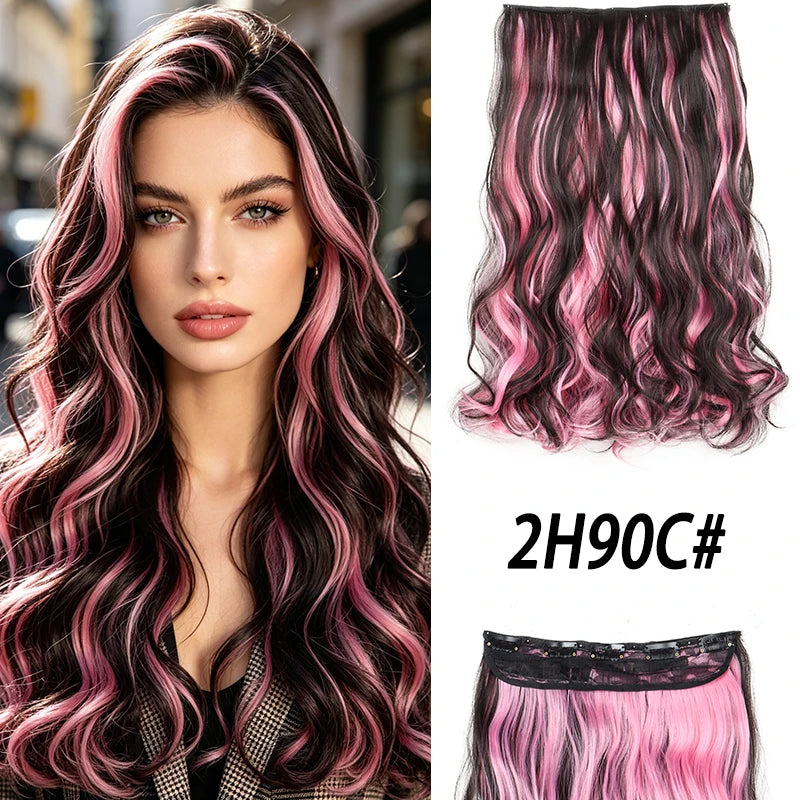 18-Inch Curly Clip-In Hair Extensions with Highlights