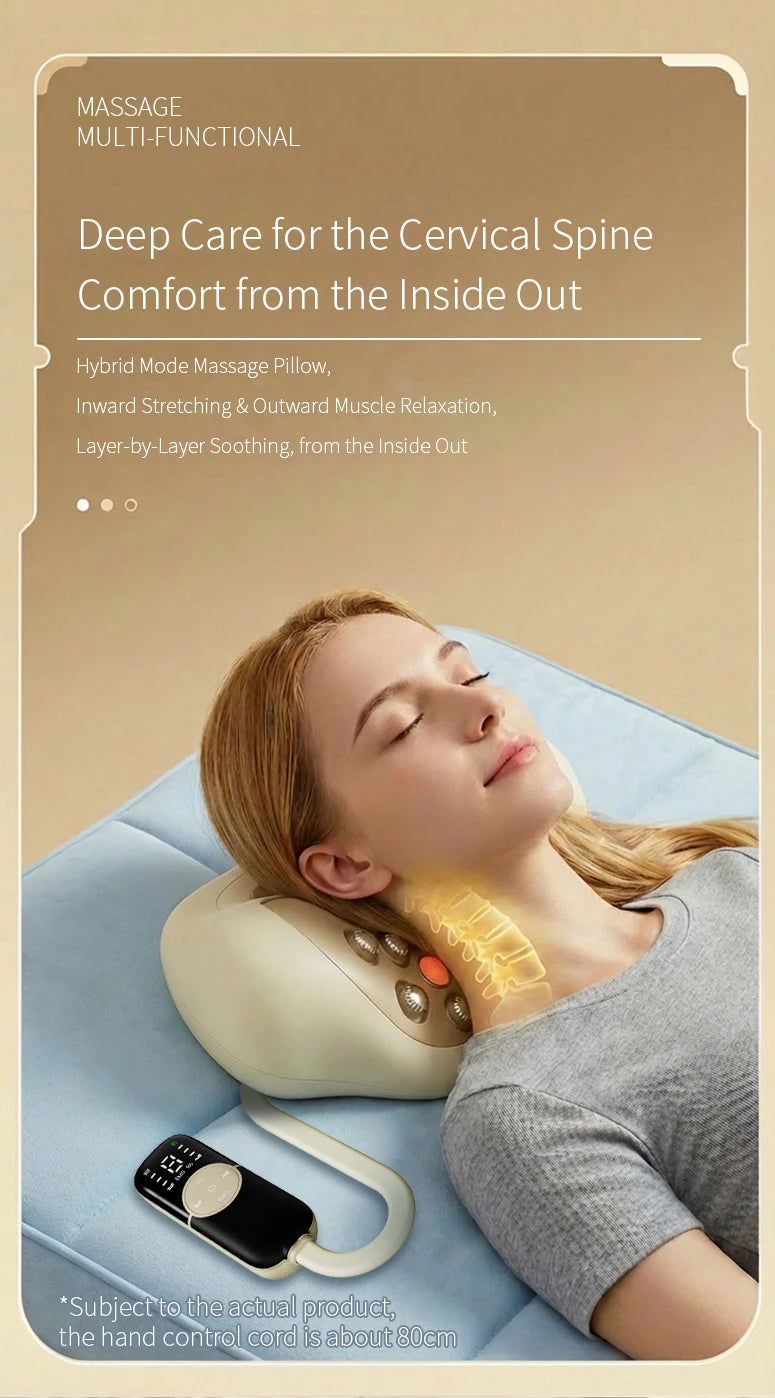 Cervical Neck Traction Massager Pillow with Deep Tissue Kneading Nodes