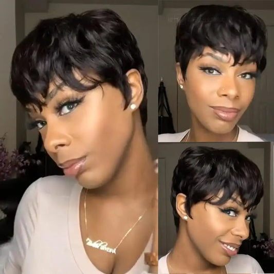 Short Wavy Pixie Cut Wig for Daily Wear