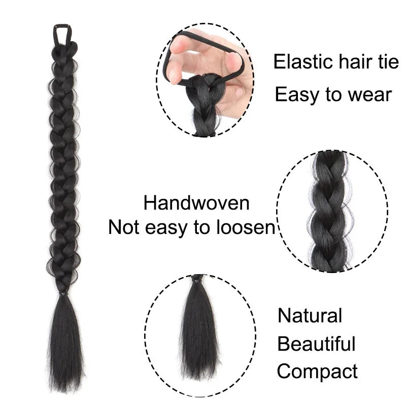 18-Inch Braided Ponytail Hair Extension for Stylish Looks - 4
