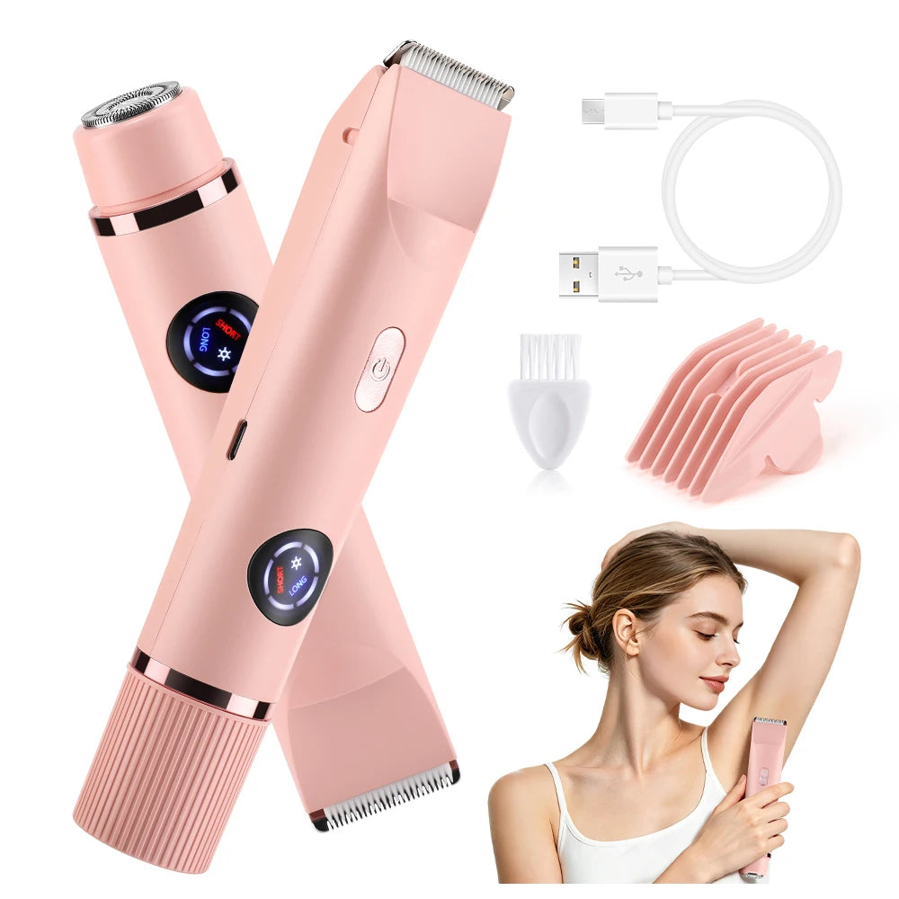 Dual-Head Electric Shaver and Bikini Trimmer for Women - 1
