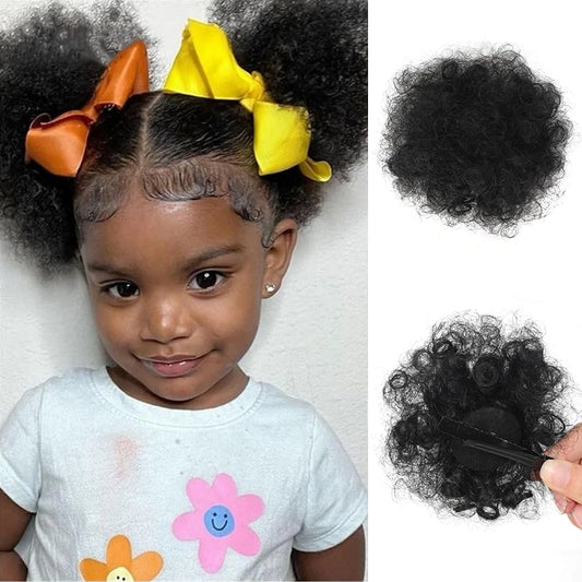 Synthetic Afro Puff Hair Bun Updo for Kids and Women