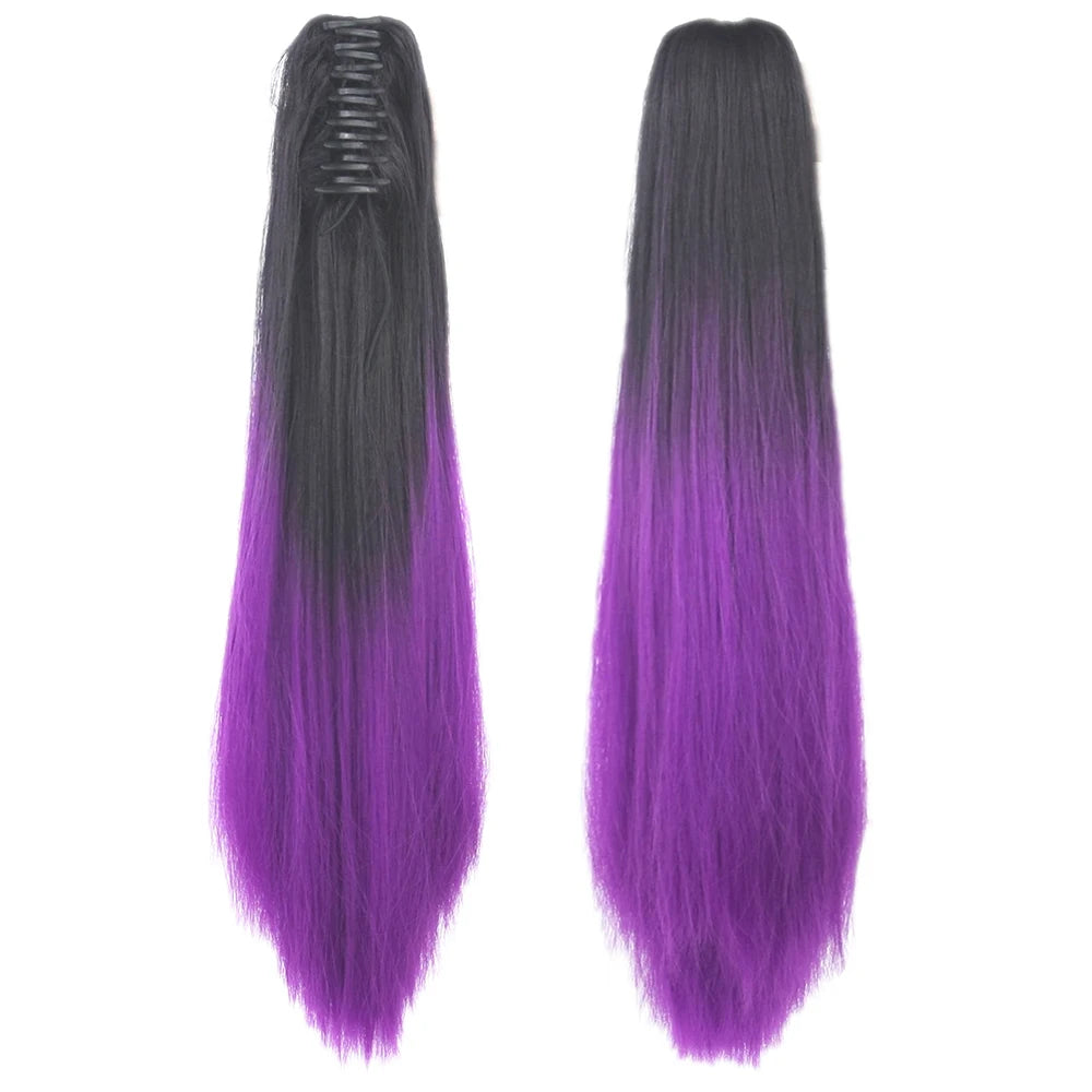 24-Inch Straight Ombre Claw Clip Ponytail Extension