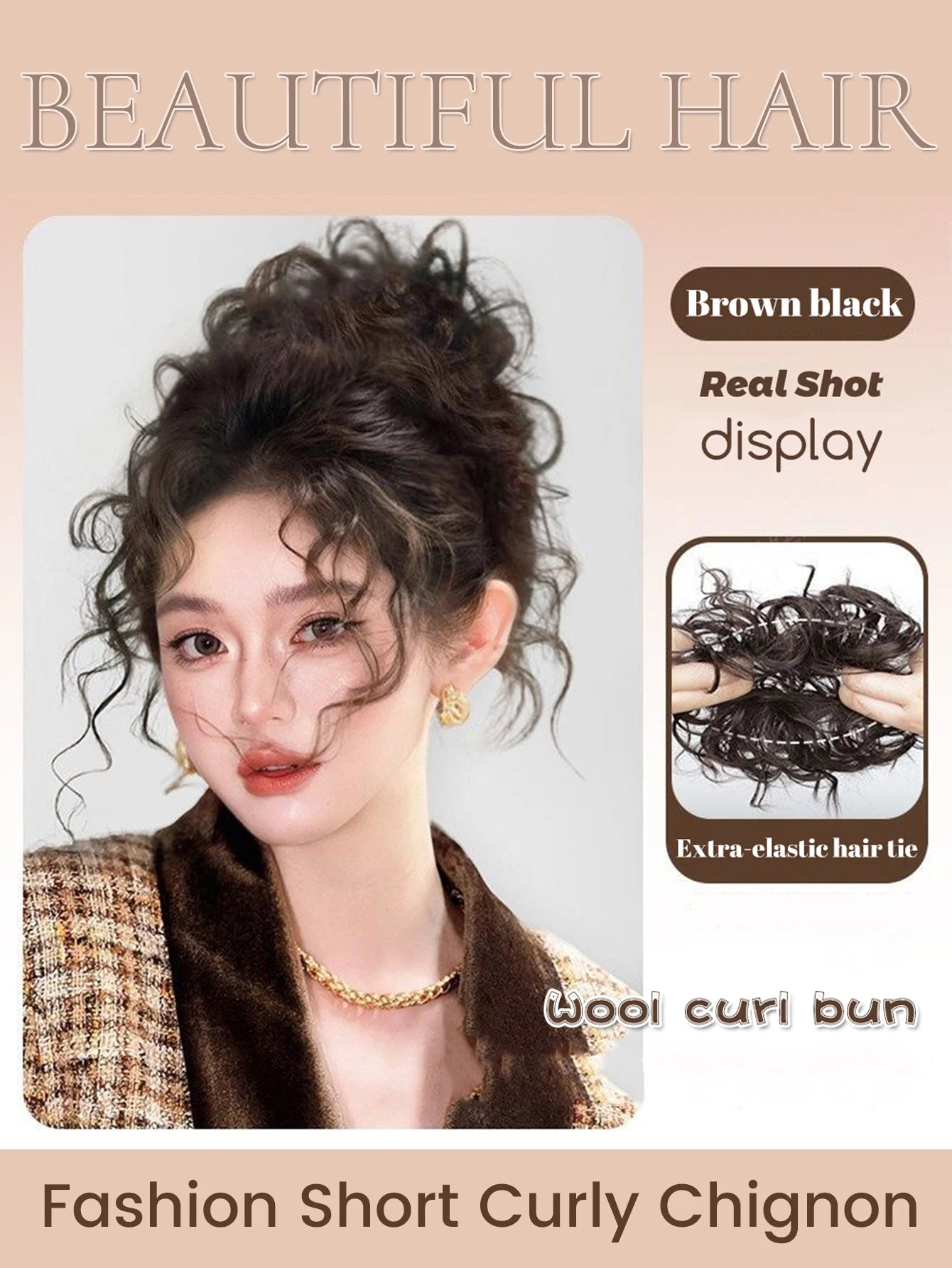 Wavy Curly Synthetic Hair Bun Extension for Daily and Party Styling - 13