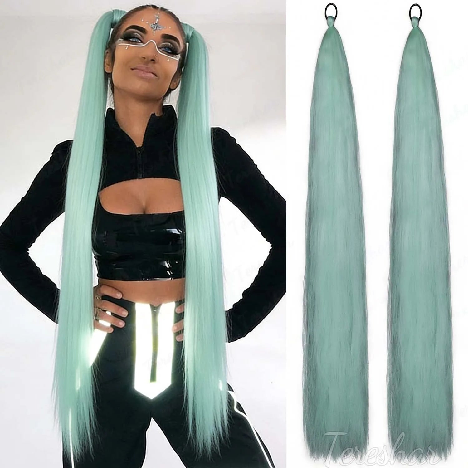 44-Inch Colorful Synthetic Straight Ponytail Hair Extensions - 10