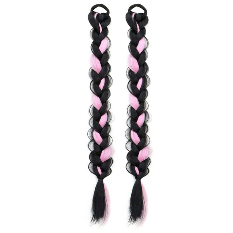 Synthetic Braided Ponytail Hair Extension Set - 12