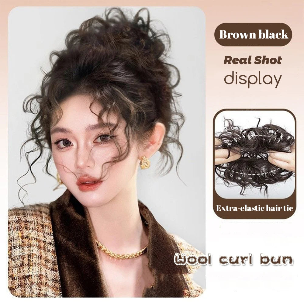 Wavy Curly Synthetic Hair Bun Extension for Daily and Party Styling - 16