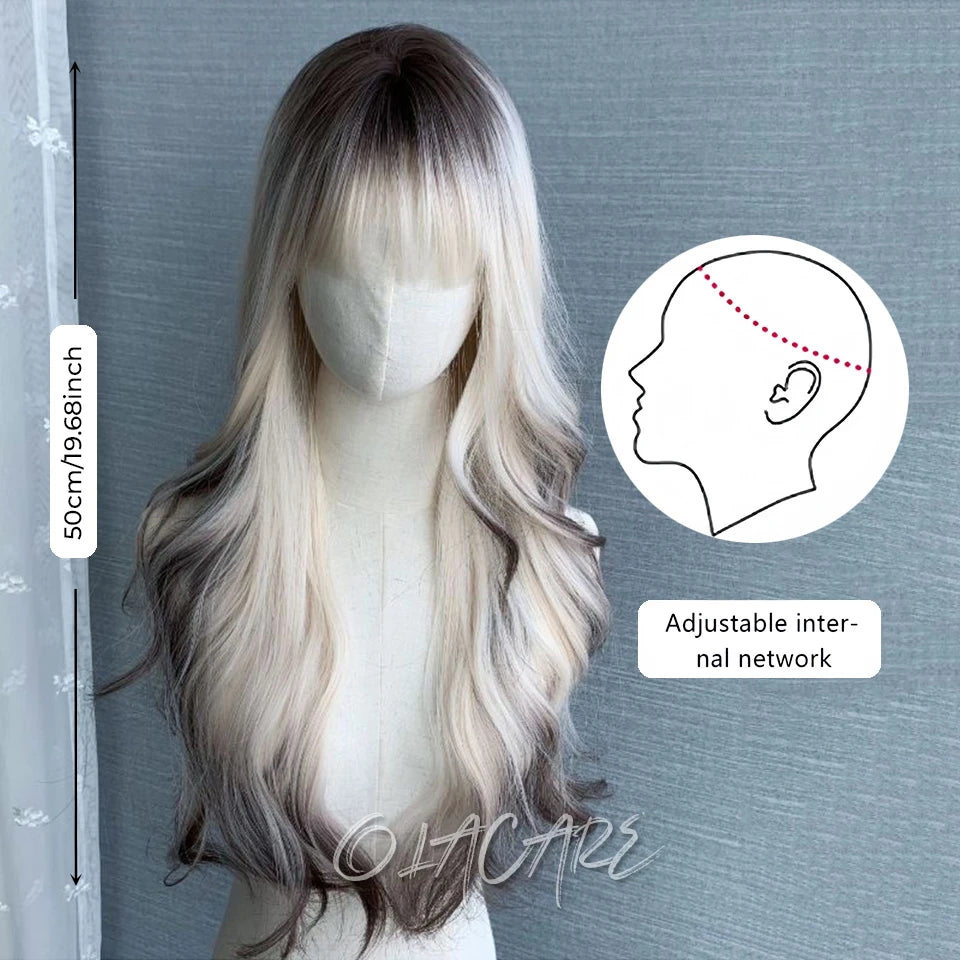 Long Straight Synthetic Wig with Bangs for Cosplay and Parties - 20