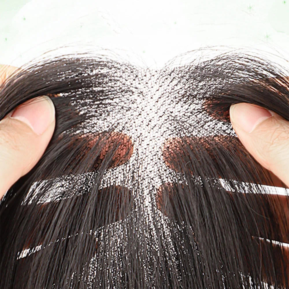 Clip-In Synthetic Hair Topper with Natural Fringe Bangs for Women - 9
