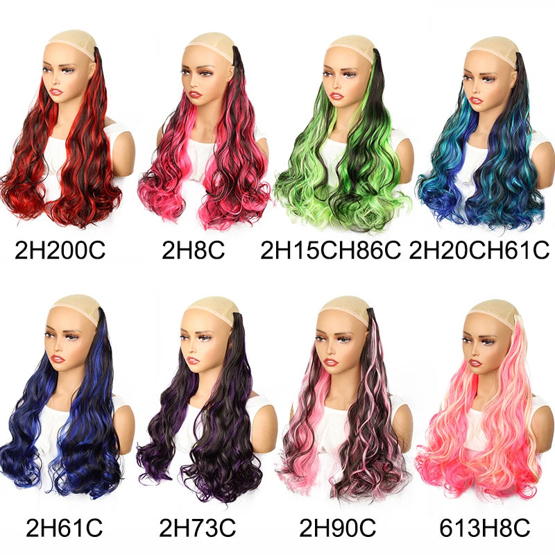 18-Inch Curly Clip-In Hair Extensions with Highlights