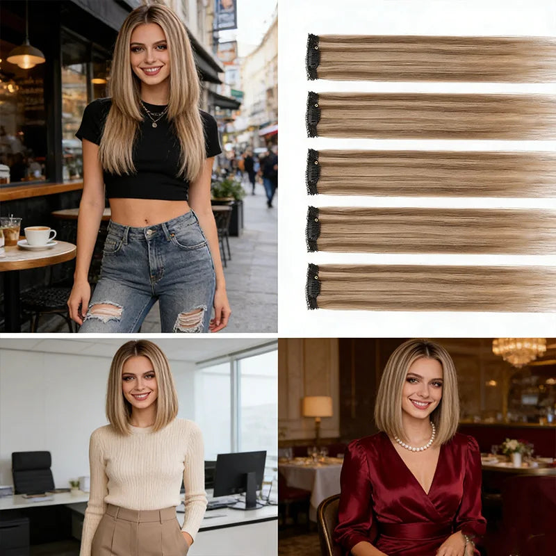 10-Inch Straight Clip-In Hair Extensions for Daily Wear - 4