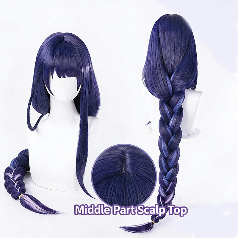 90cm Long Purple Gradient Cosplay Braided Anime Wig - 2