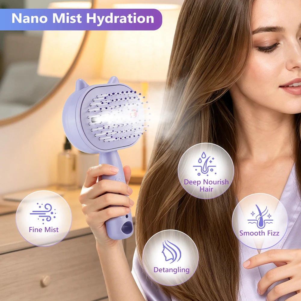 Electric Mist Spray Massage Comb for Detangling and Frizzy Hair Care - 3