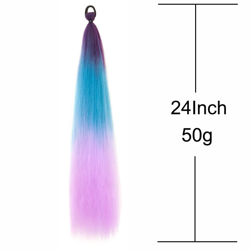 24-Inch Long Colored Braided Ponytail Hair Extension - 3
