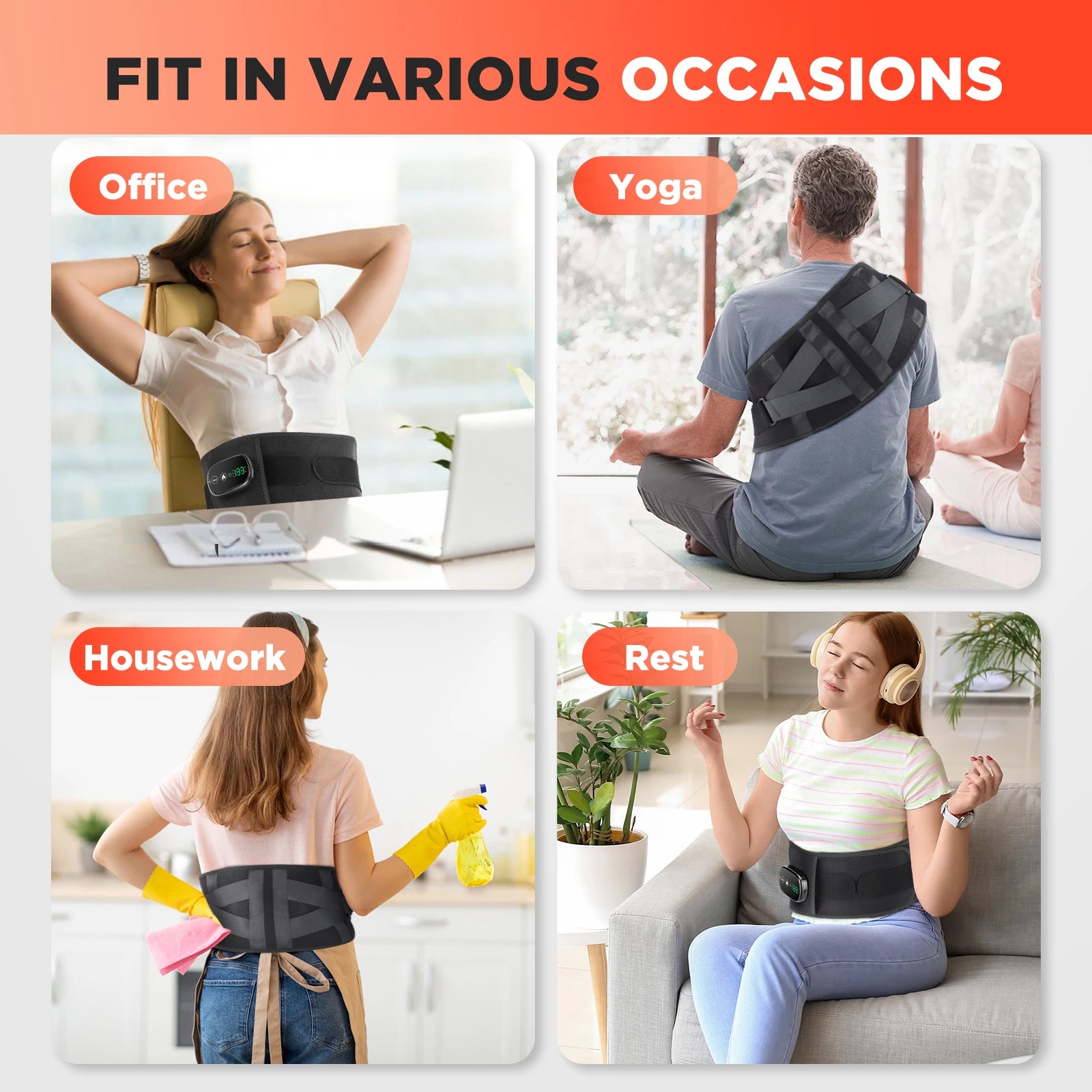 Cordless Heated Vibration Massage Belt for Lower Back and Waist Relief - 6
