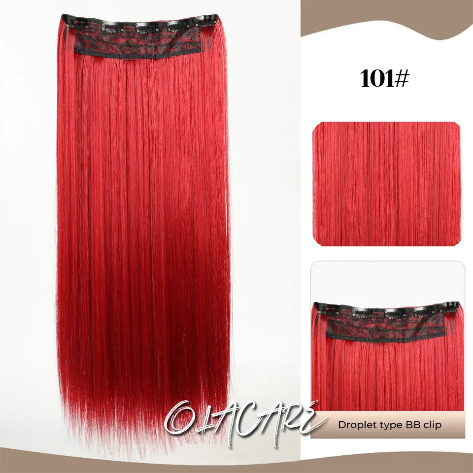 24-Inch Long Straight Clip-In Hair Extensions for Women - 52