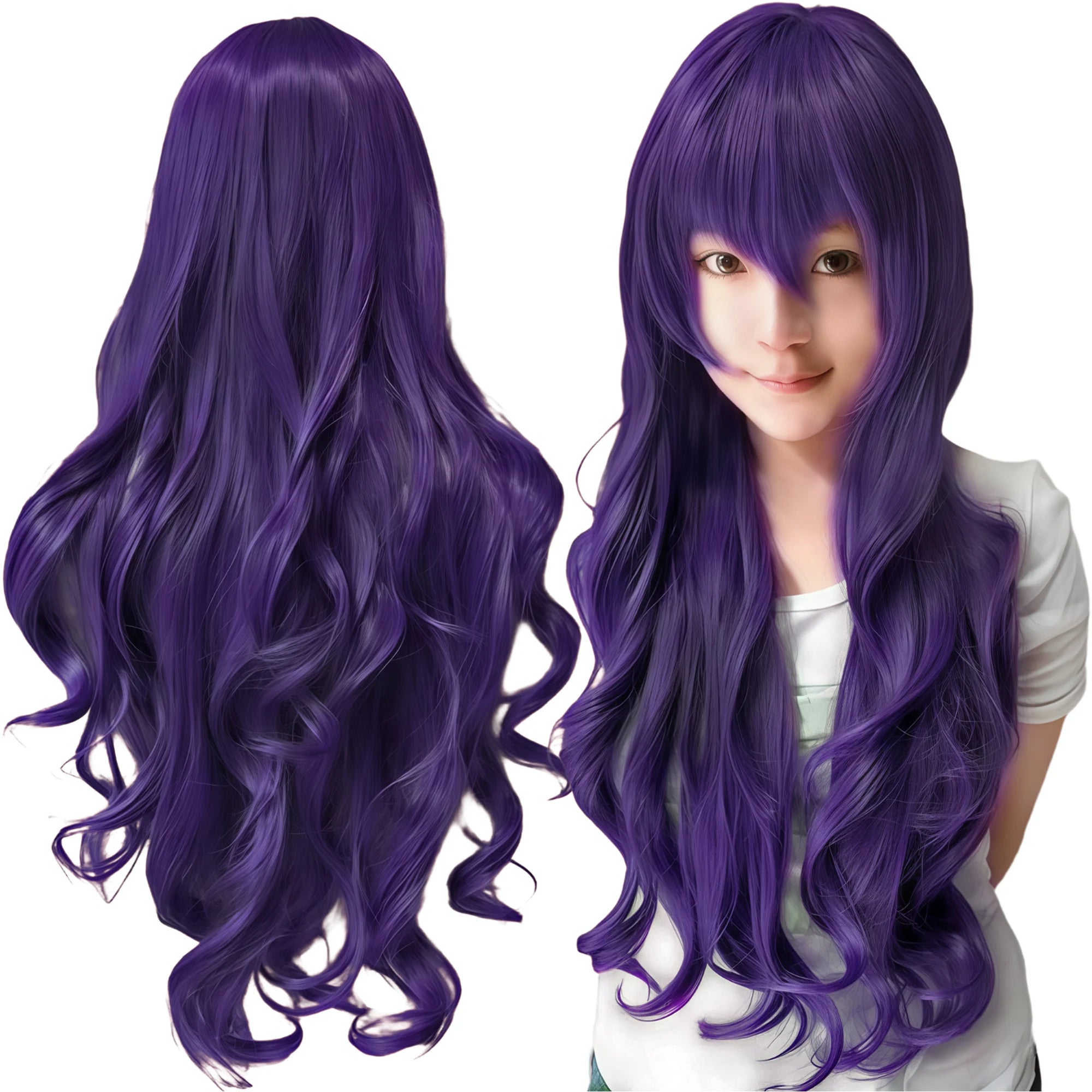 Long Curly Pink Cosplay Wig for Anime Costumes and Halloween Parties - 25