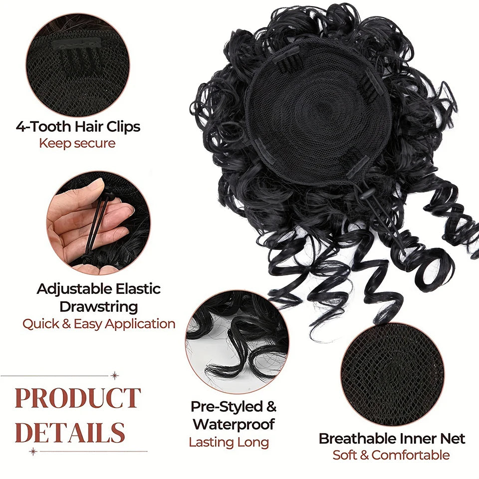 Curly Messy Bun Hair Extension with Drawstring for Instant Volume