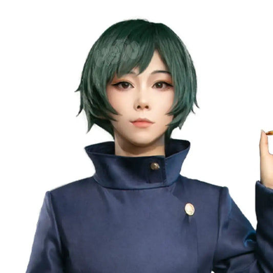 Short Green Anime Cosplay Wig for Costume Parties