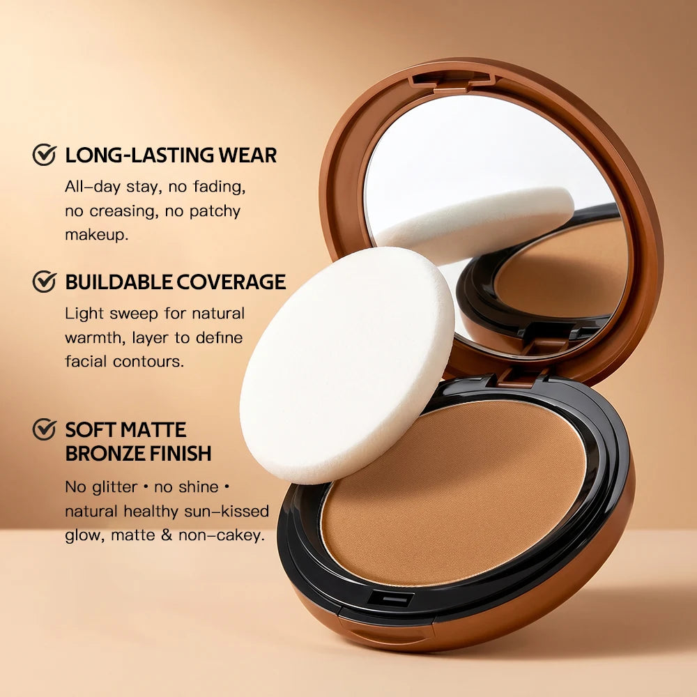 Matte Bronze Pressed Powder for Sculpted Face and Oil Control