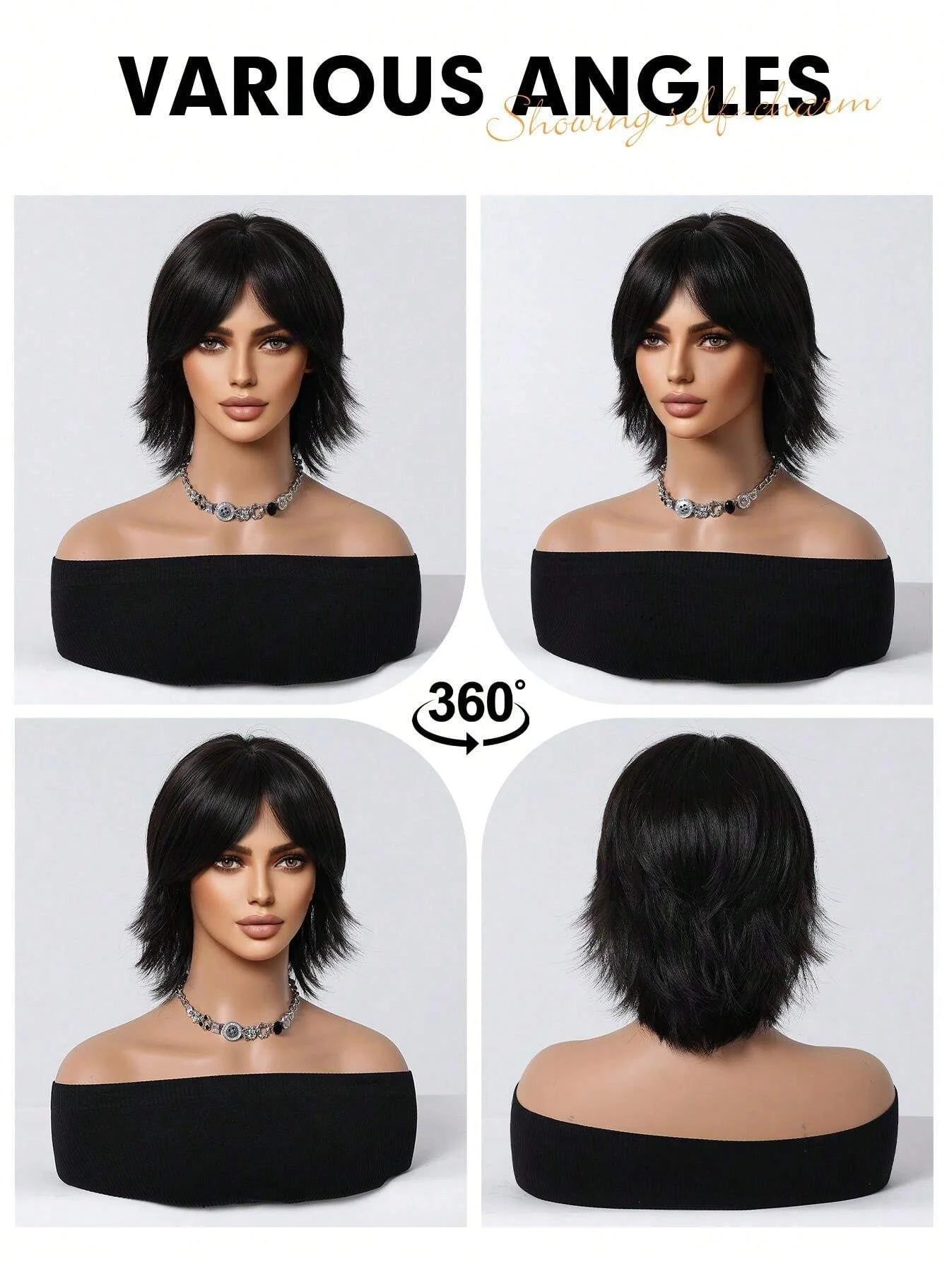 Short Layered Pixie Cut Wig with Bangs - 5