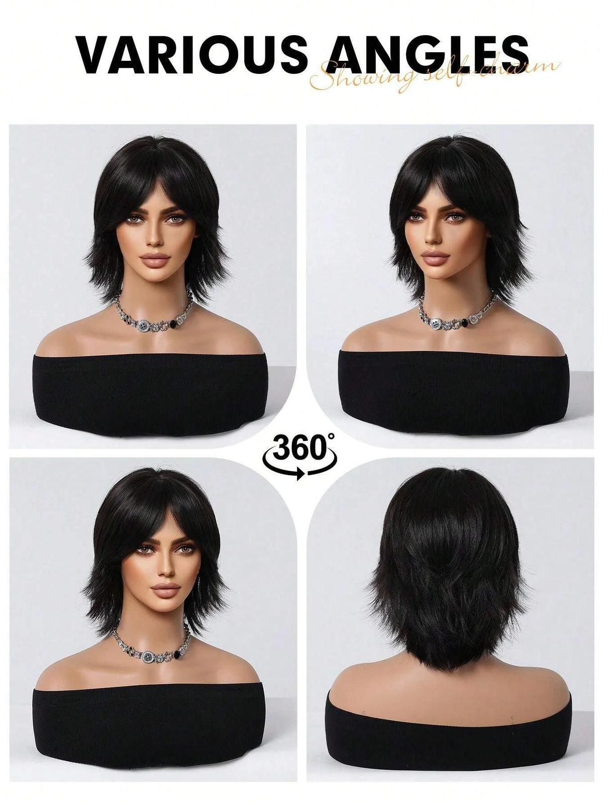 Short Layered Pixie Cut Wig with Bangs