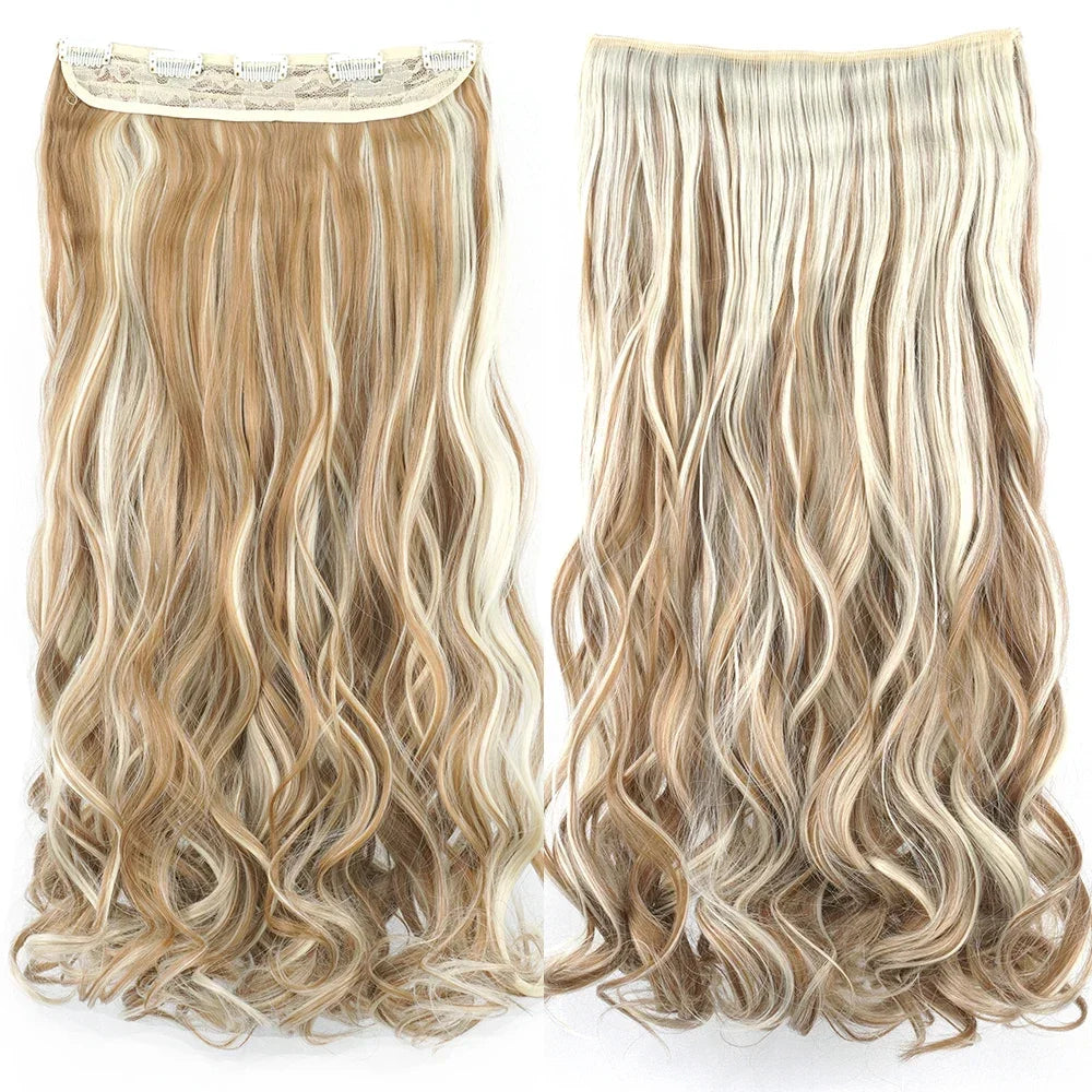 Wavy Clip-In Synthetic Hair Extensions for Instant Volume
