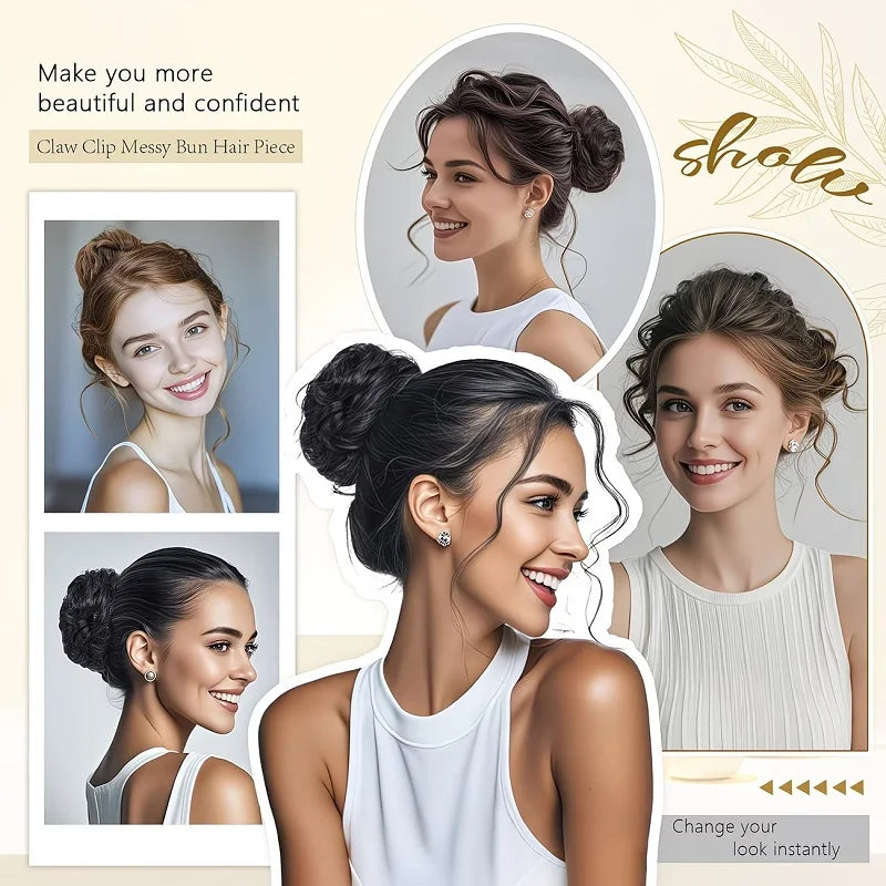 Messy Curly Claw Clip Bun Hair Extension for Women - 6