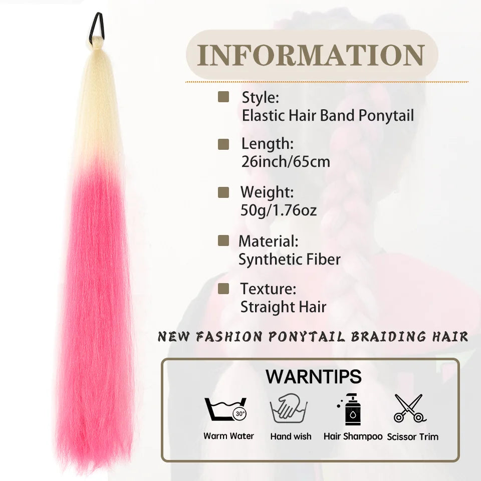 26" Long Ombre Synthetic Braiding Ponytail Extension