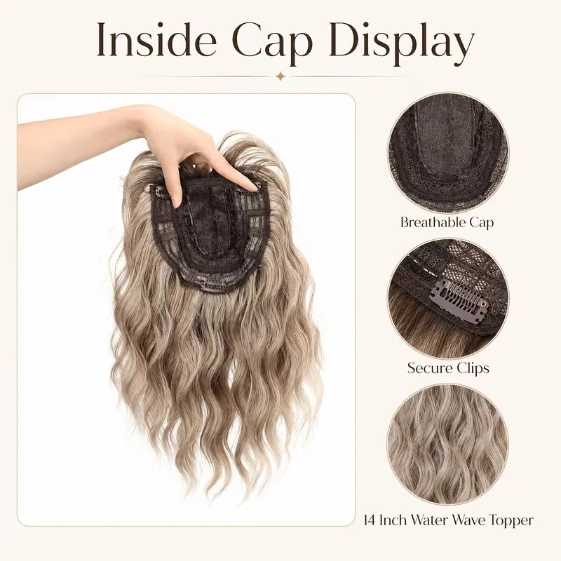 Wavy Curly Hair Topper Extension with Clips