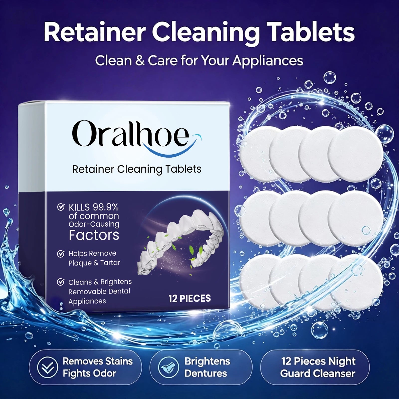 Effervescent Denture and Retainer Cleaning Tablets for Daily Oral Hygiene - 4