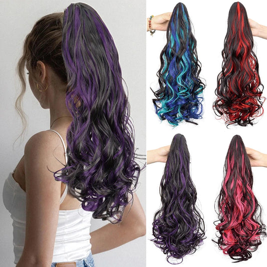 18 Inch Colorful Curly Claw Clip Ponytail Hair Extension