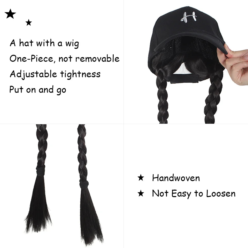 Synthetic Braided Hair Baseball Cap for Quick Hairstyling