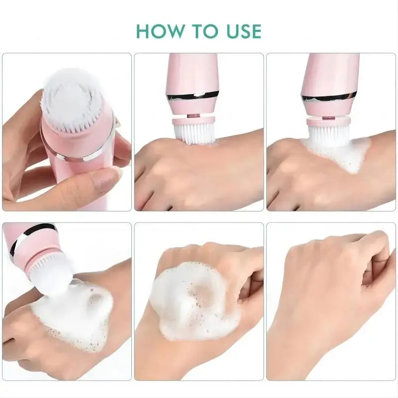 4-in-1 Electric Rotating Facial Cleansing Brush for Deep Pore Exfoliation - 6