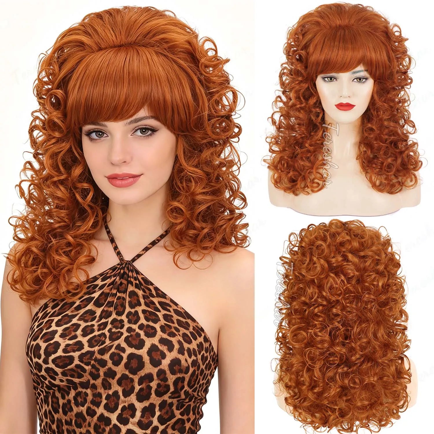 Voluminous Retro Curly Wig for 80s Parties and Vintage Cosplay - 1