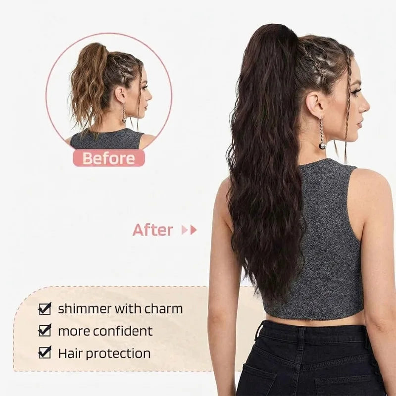 Wavy Ponytail Hair Extension with Elastic Band - 7