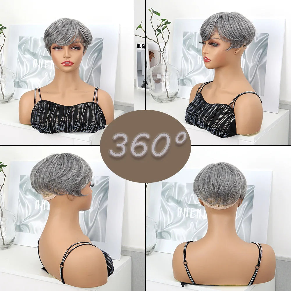 Short Fluffy Hair Topper with Bangs for Thinning Hair - 5