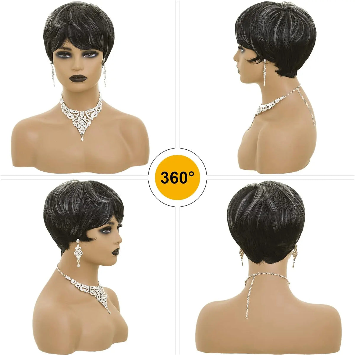 Short Fluffy Pixie Cut Wig with Bangs for Daily Wear