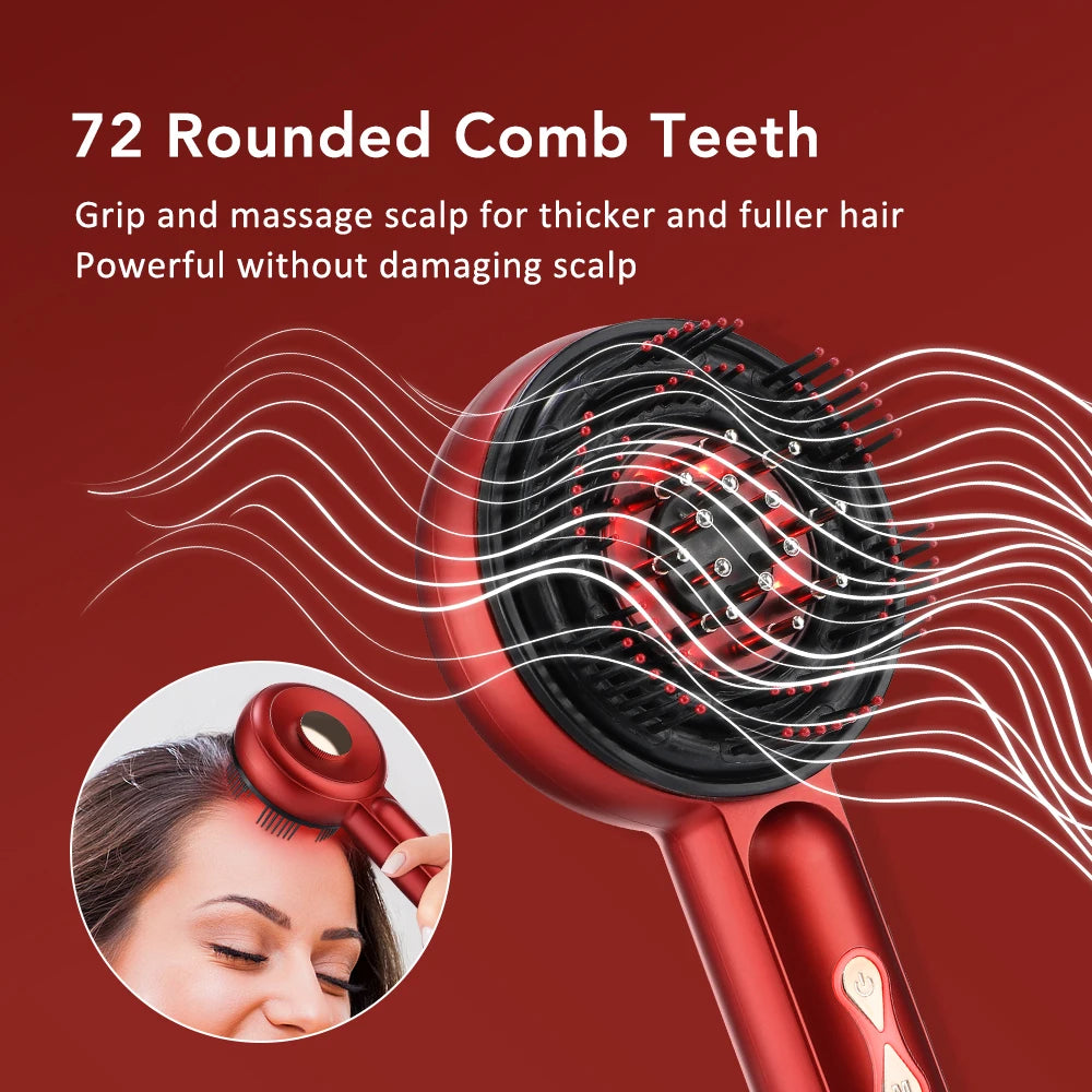 Electric Scalp Vibration Massage Comb with Red Light and Liquid Applicator