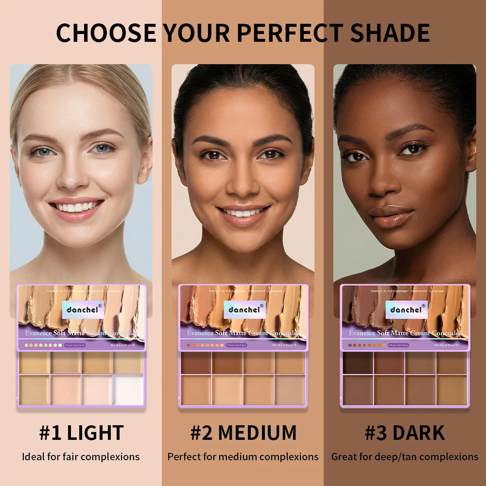 8-Shade Cream Concealer Palette for Full Coverage Face Contouring - 9