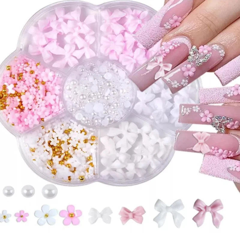 3D Mixed Bowknot and Flower Nail Art Decoration Charms Set - 19