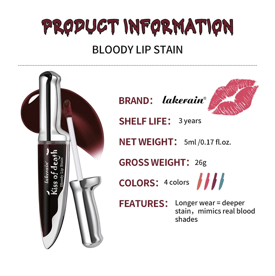 Long-Lasting Waterproof Matte Bloody Lip Stain for Halloween Makeup