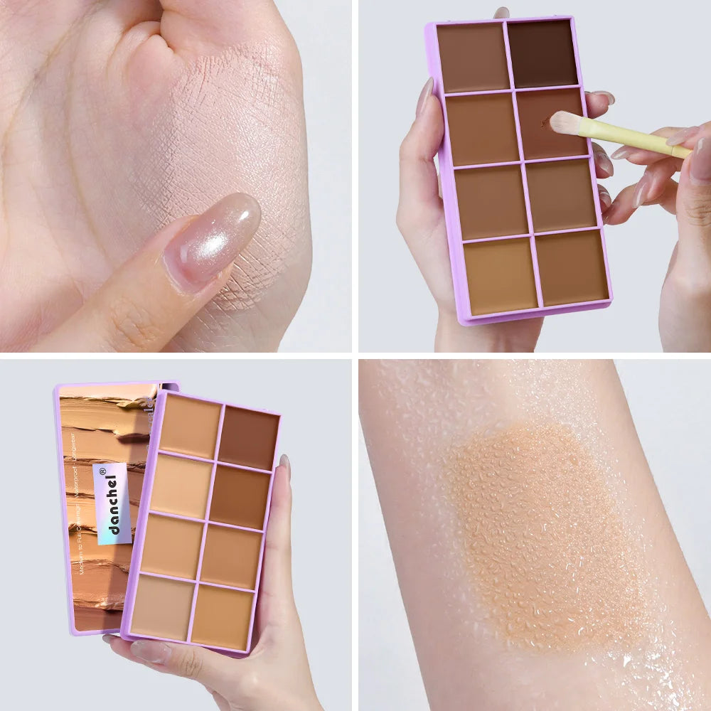 8-Shade Cream Concealer Palette for Full Coverage Face Contouring - 17