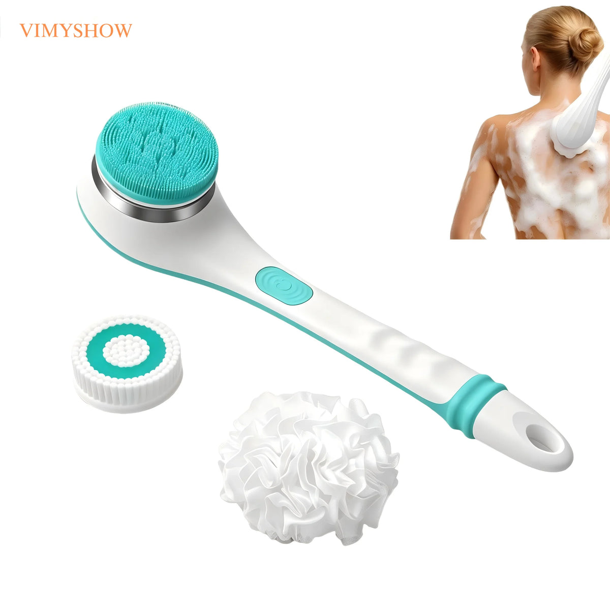 3-in-1 Electric Long Handle Body Brush for Deep Exfoliating and Cleaning