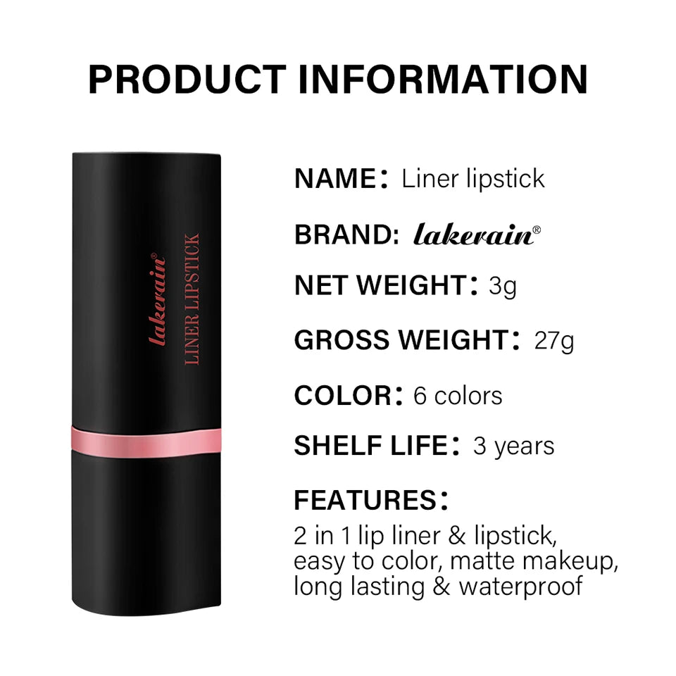 2-in-1 Waterproof Matte Lipstick and Lip Liner Crayon for All-Day Wear - 24
