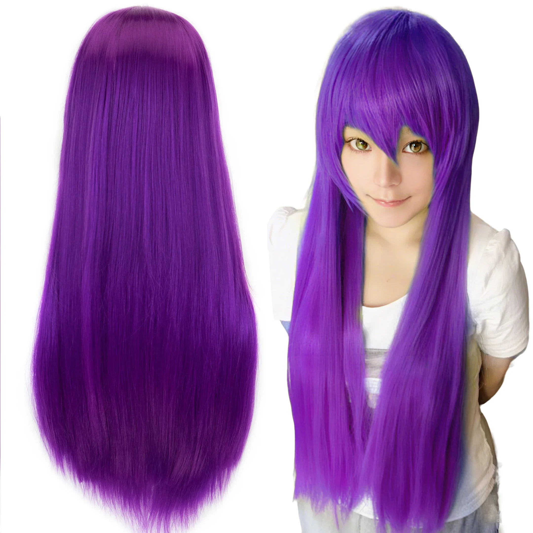Long Straight Violet Cosplay Wig for Anime Costumes and Halloween - 1